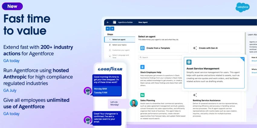 A visual showing how Agentforce 3 demonstrates faster time to value