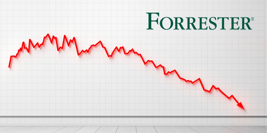 Red declining graph line on white grid wall background, minimalistic style, symbolizing financial loss, crisis or business failure concept. Ai generative