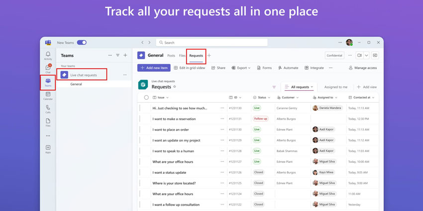 Microsoft Teams Live Chat Report