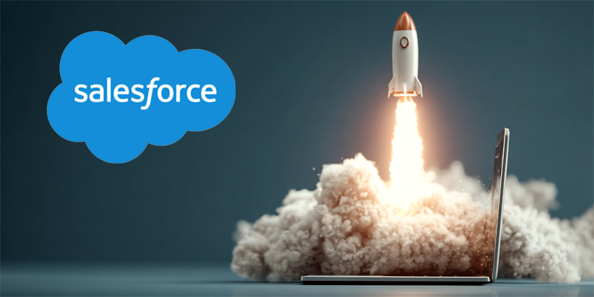 Rocket launches from laptop, symbolizing startup success. Conceptual tech design for business, marketing, web.