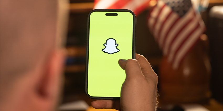 Snapchat app displayed on the mobile smartphone