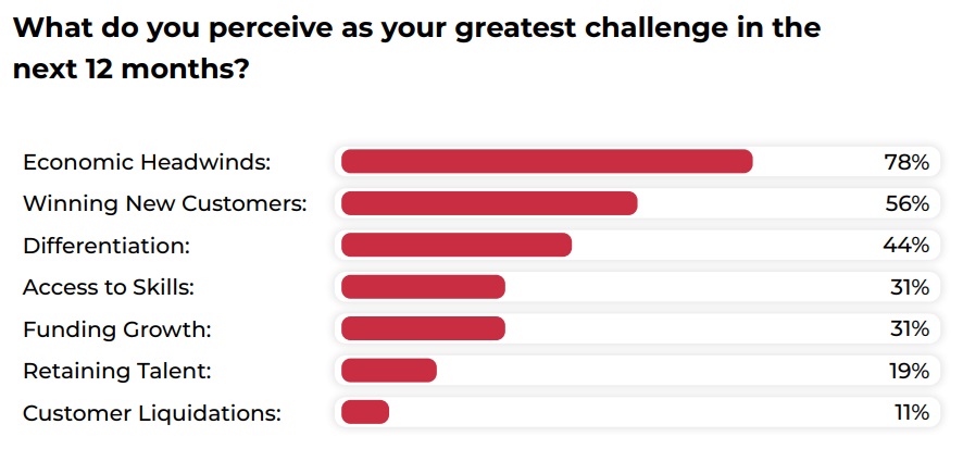 Graph showing predicted challenges for the next 12 months